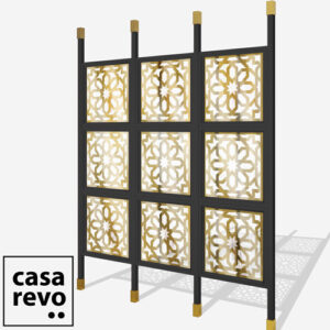 JUNO ARABIC Gold Black frame 9 panel glazed room partition
